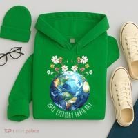 Make Everyday Earth Day Floral Globe Awareness Hoodie thumb 4