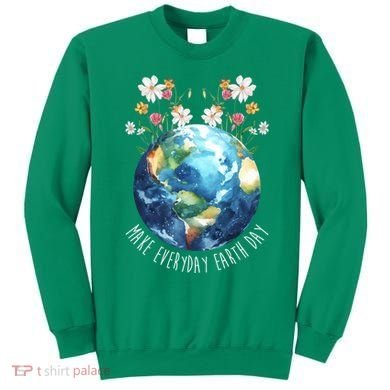 Make Everyday Earth Day Floral Globe Awareness Sweatshirt