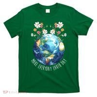 Make Everyday Earth Day Floral Globe Awareness T-Shirt thumb 0