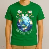 Make Everyday Earth Day Floral Globe Awareness T-Shirt thumb 3