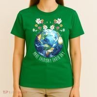 Make Everyday Earth Day Floral Globe Awareness T-Shirt thumb 4