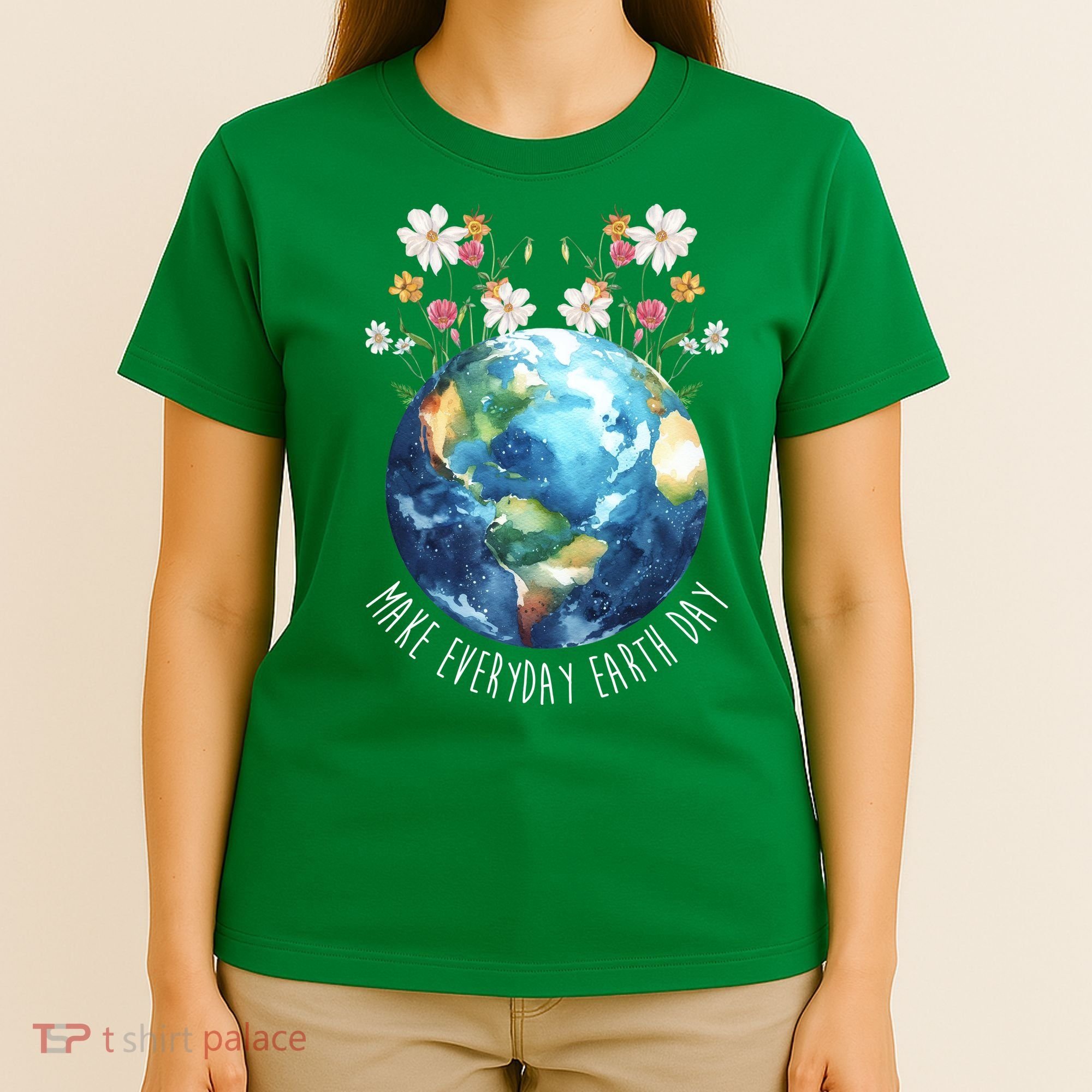 Make Everyday Earth Day Floral Globe Awareness T-Shirt