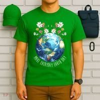 Make Everyday Earth Day Floral Globe Awareness T-Shirt thumb 6
