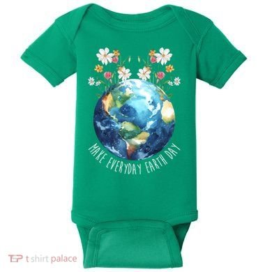 Make Everyday Earth Day Floral Globe Awareness Baby Bodysuit