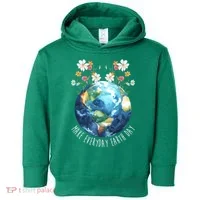 Make Everyday Earth Day Floral Globe Awareness Toddler Hoodie thumb 0