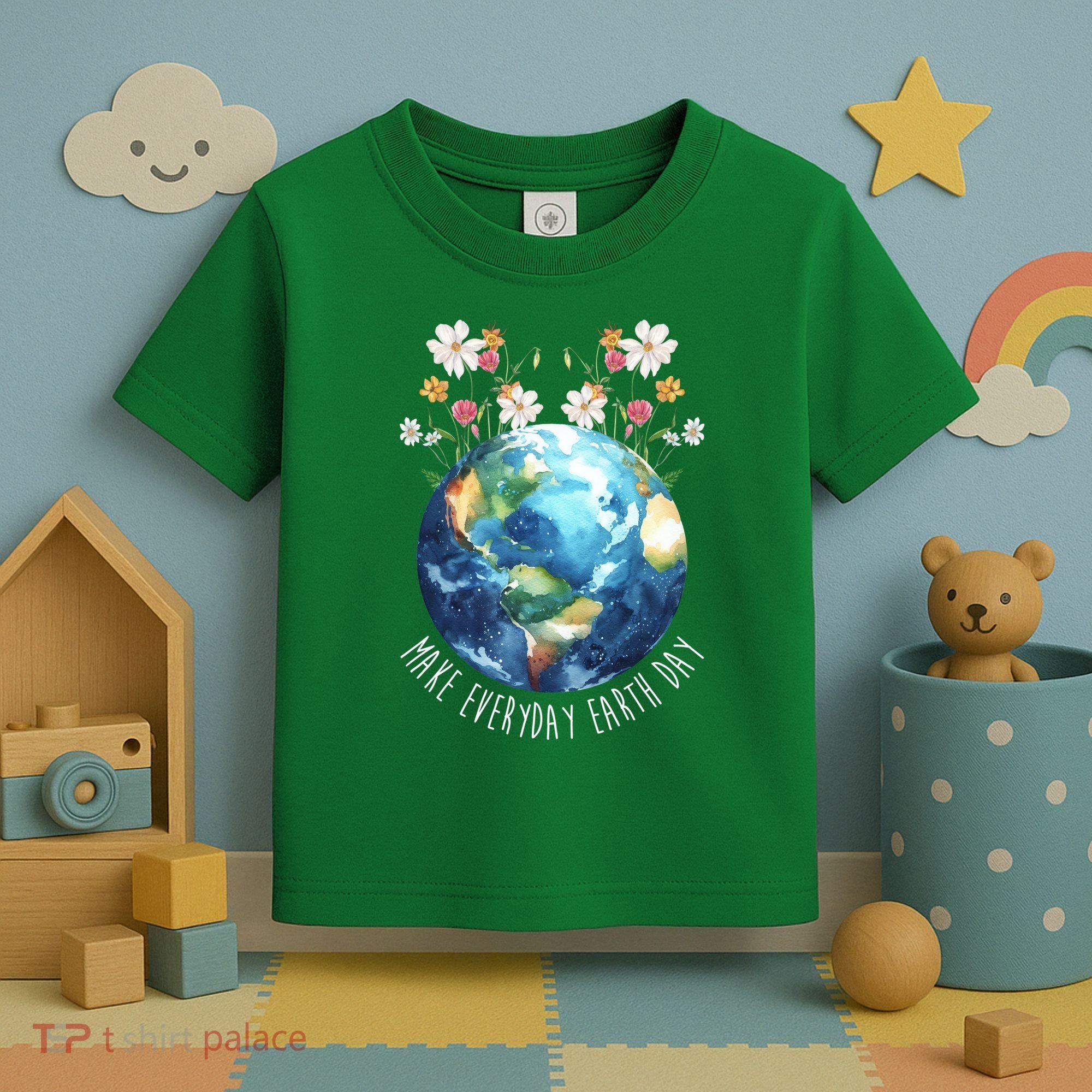 Make Everyday Earth Day Floral Globe Awareness Toddler T-Shirt