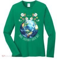 Make Everyday Earth Day Floral Globe Awareness Women's Long Sleeve Shirt thumb 0