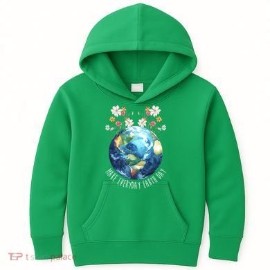 Make Everyday Earth Day Floral Globe Awareness Kids Hoodie