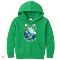 Make Everyday Earth Day Floral Globe Awareness Kids Hoodie thumb 0