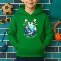 Make Everyday Earth Day Floral Globe Awareness Kids Hoodie thumb 2