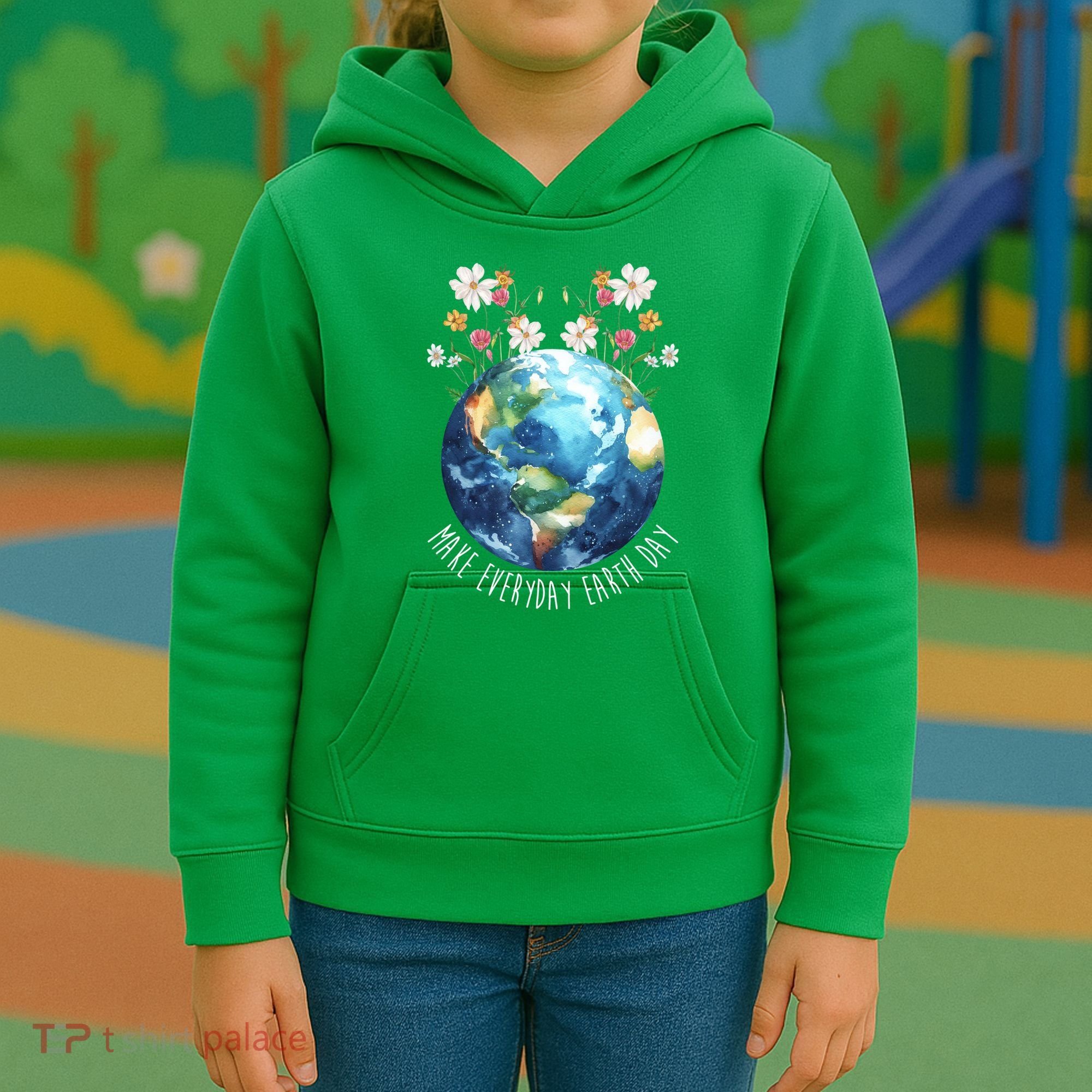 Make Everyday Earth Day Floral Globe Awareness Kids Hoodie