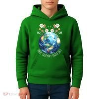 Make Everyday Earth Day Floral Globe Awareness Kids Hoodie thumb 4