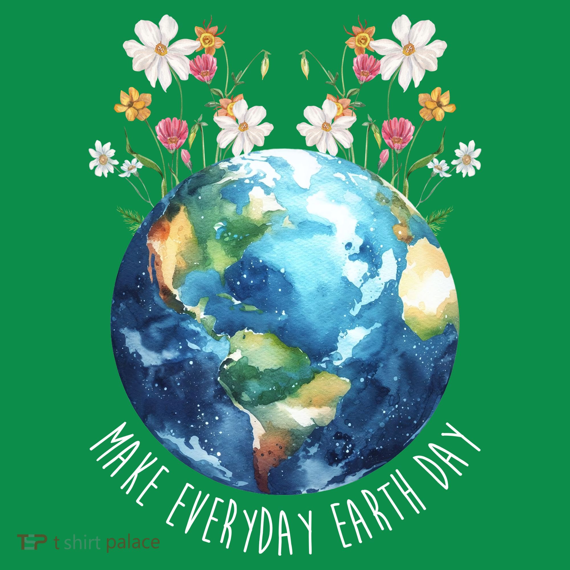 Make Everyday Earth Day Floral Globe Awareness Kids Long Sleeve Shirt