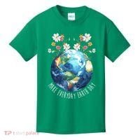 Make Everyday Earth Day Floral Globe Awareness Kids T-Shirt thumb 0