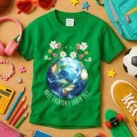 Make Everyday Earth Day Floral Globe Awareness Kids T-Shirt thumb 3