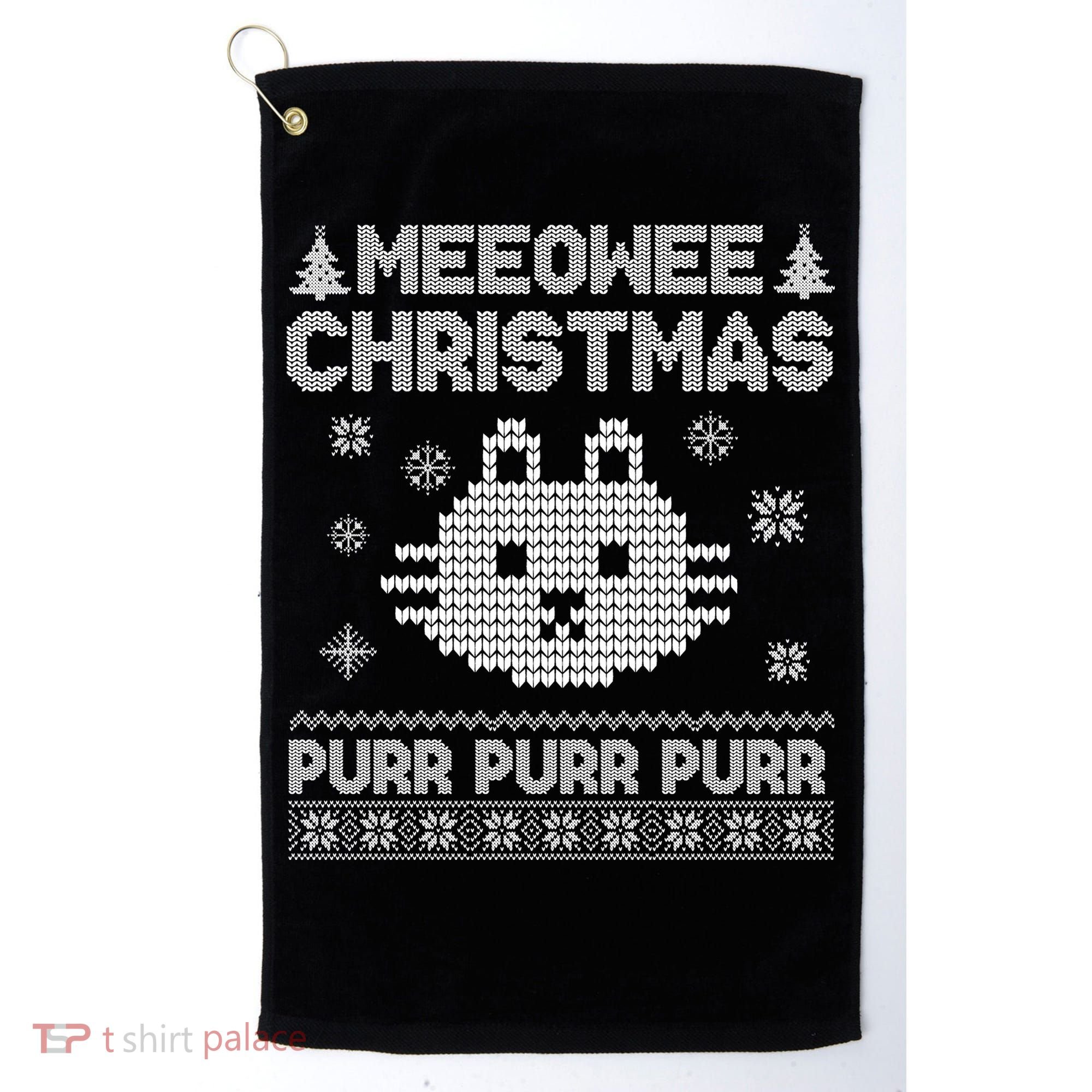 Meeowee Christmas Ugly Sweater Golf Towel