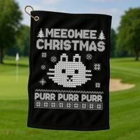 Meeowee Christmas Ugly Sweater Golf Towel thumb 1