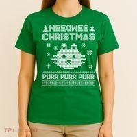 Meeowee Christmas Ugly Sweater T-Shirt thumb 4