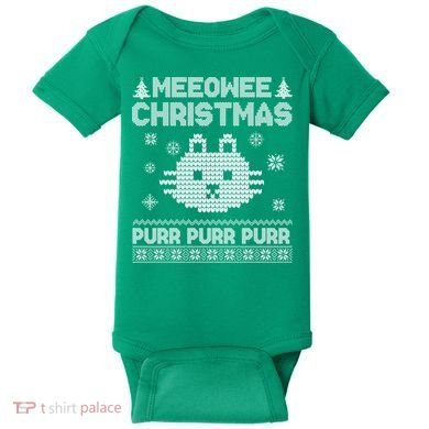 Meeowee Christmas Ugly Sweater Baby Bodysuit