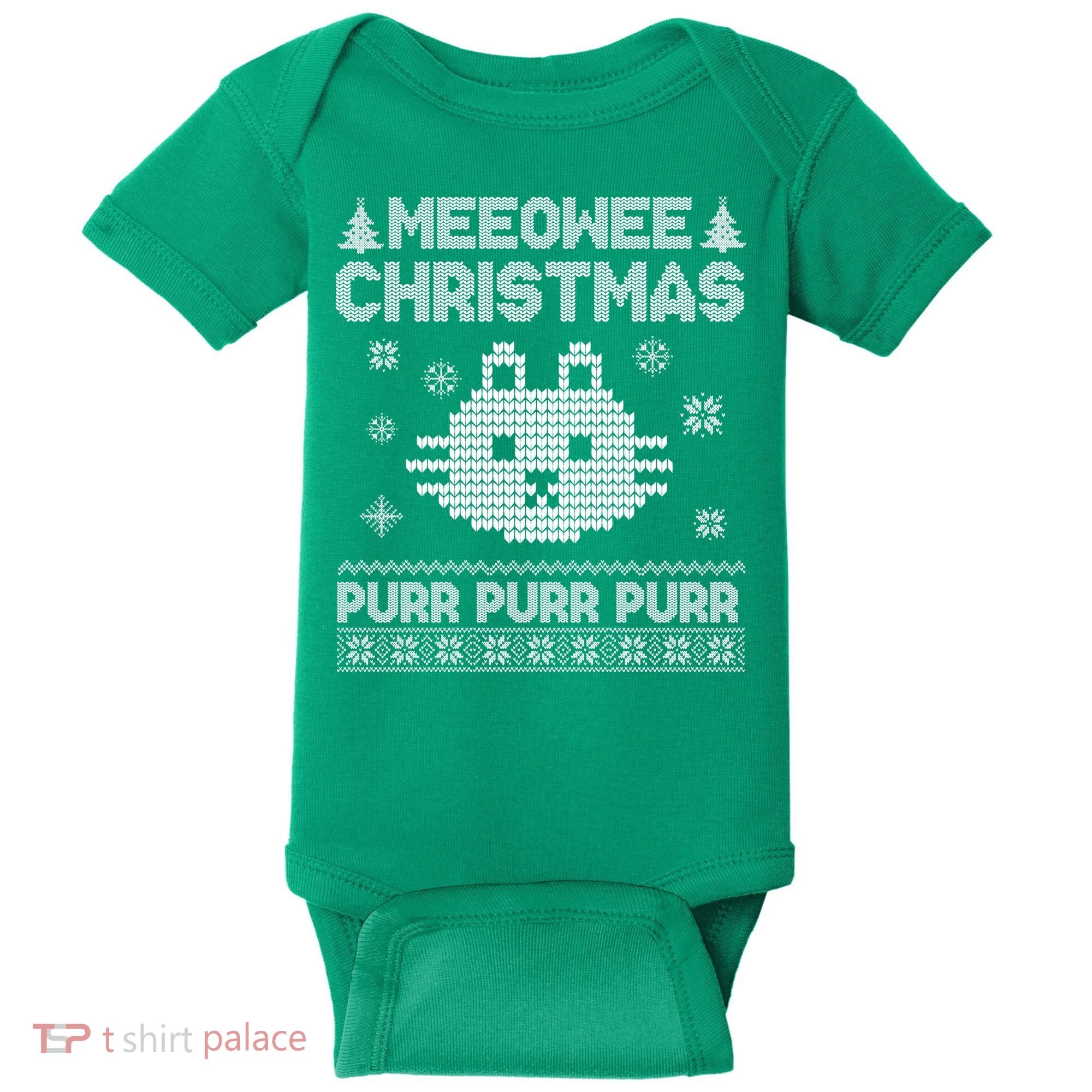 Meeowee Christmas Ugly Sweater Baby Bodysuit