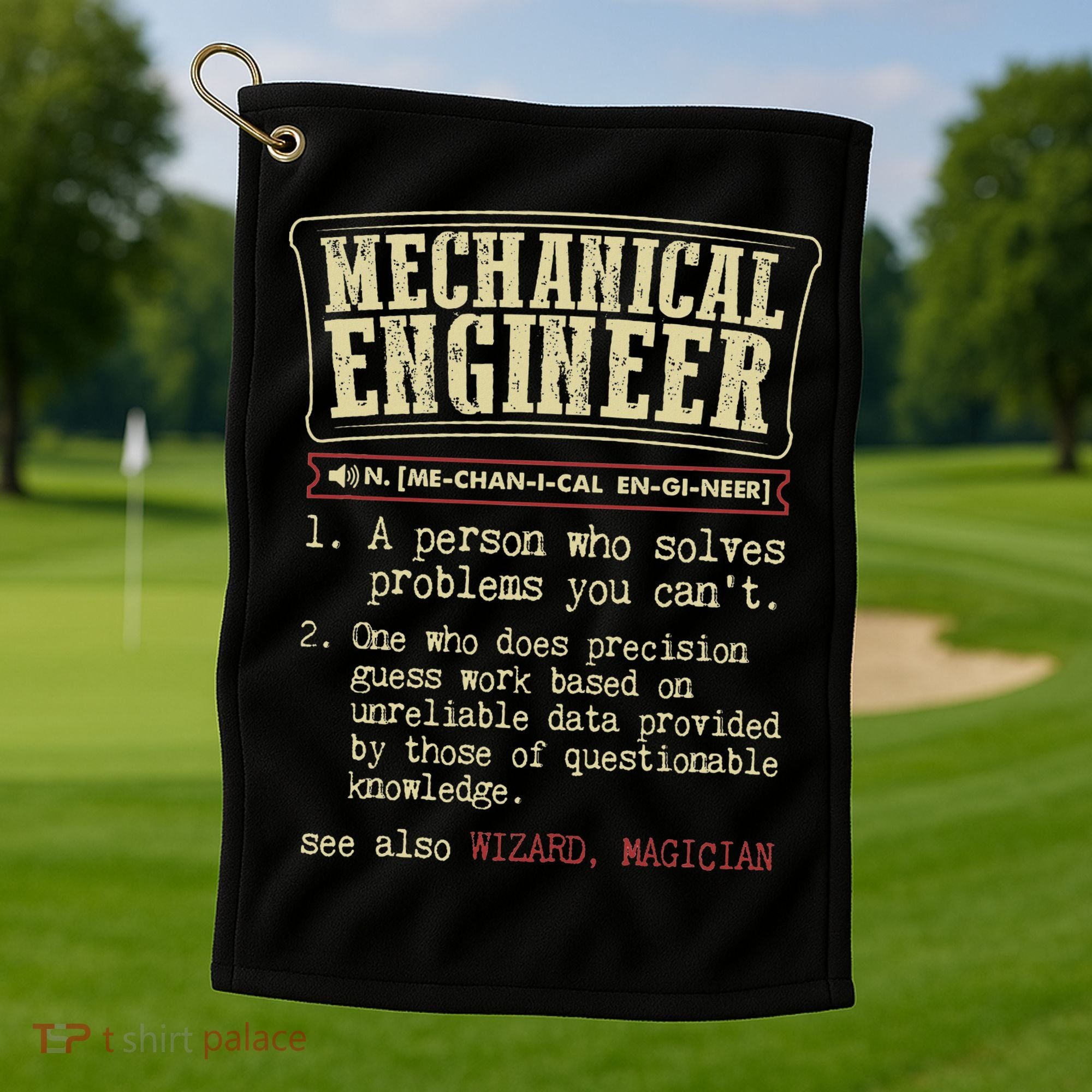 Mechanical Engineer Funny Dictionary Definition Golf Towel