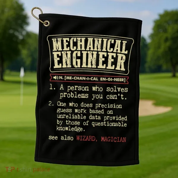 Mechanical Engineer Funny Dictionary Definition Golf Towel