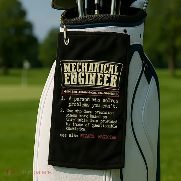Mechanical Engineer Funny Dictionary Definition Golf Towel