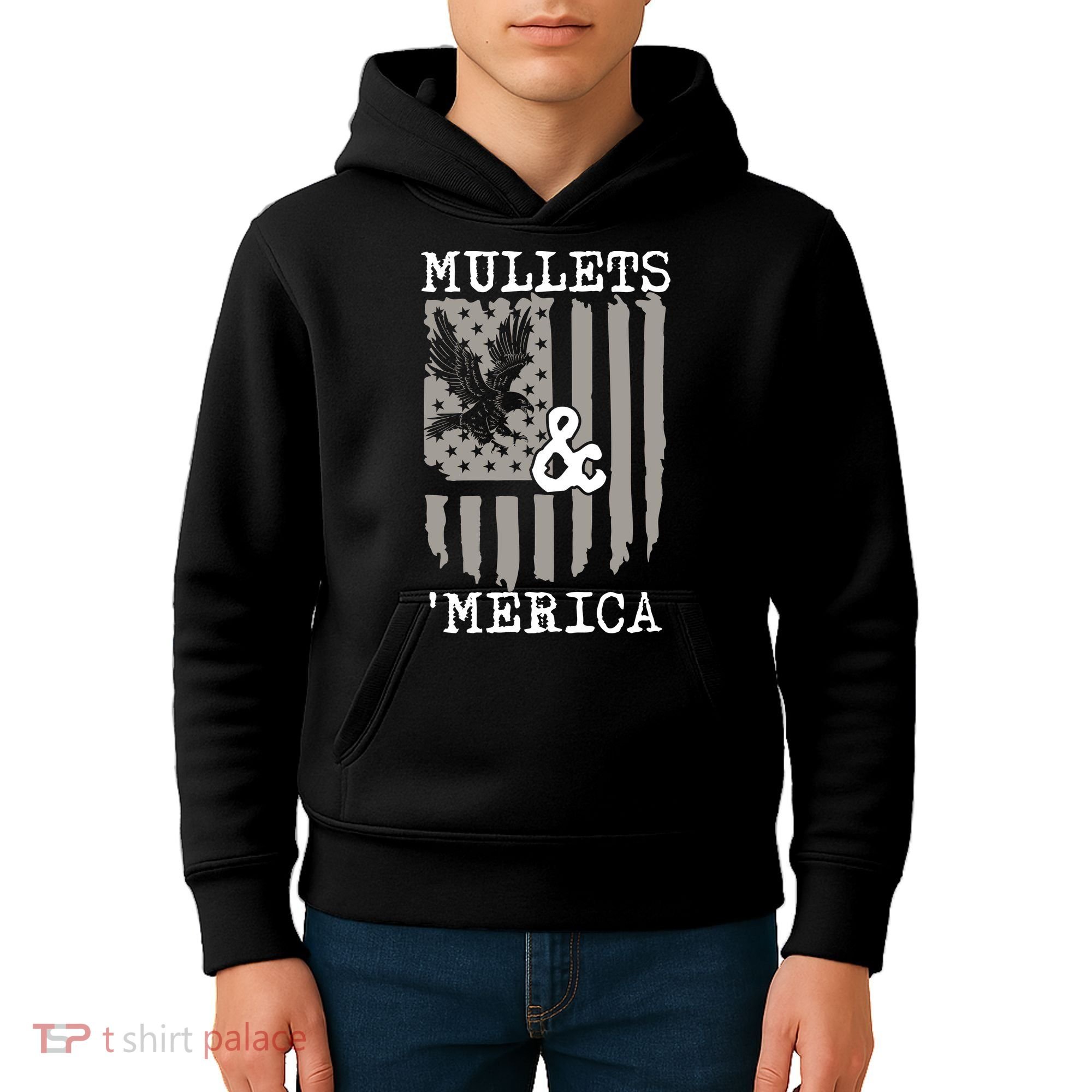 Mullet Eagle Flag Mullets And Merica | Party In The Back Kids Hoodie