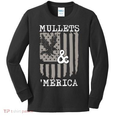 Mullet Eagle Flag Mullets And Merica | Party In The Back Kids Long Sleeve Shirt