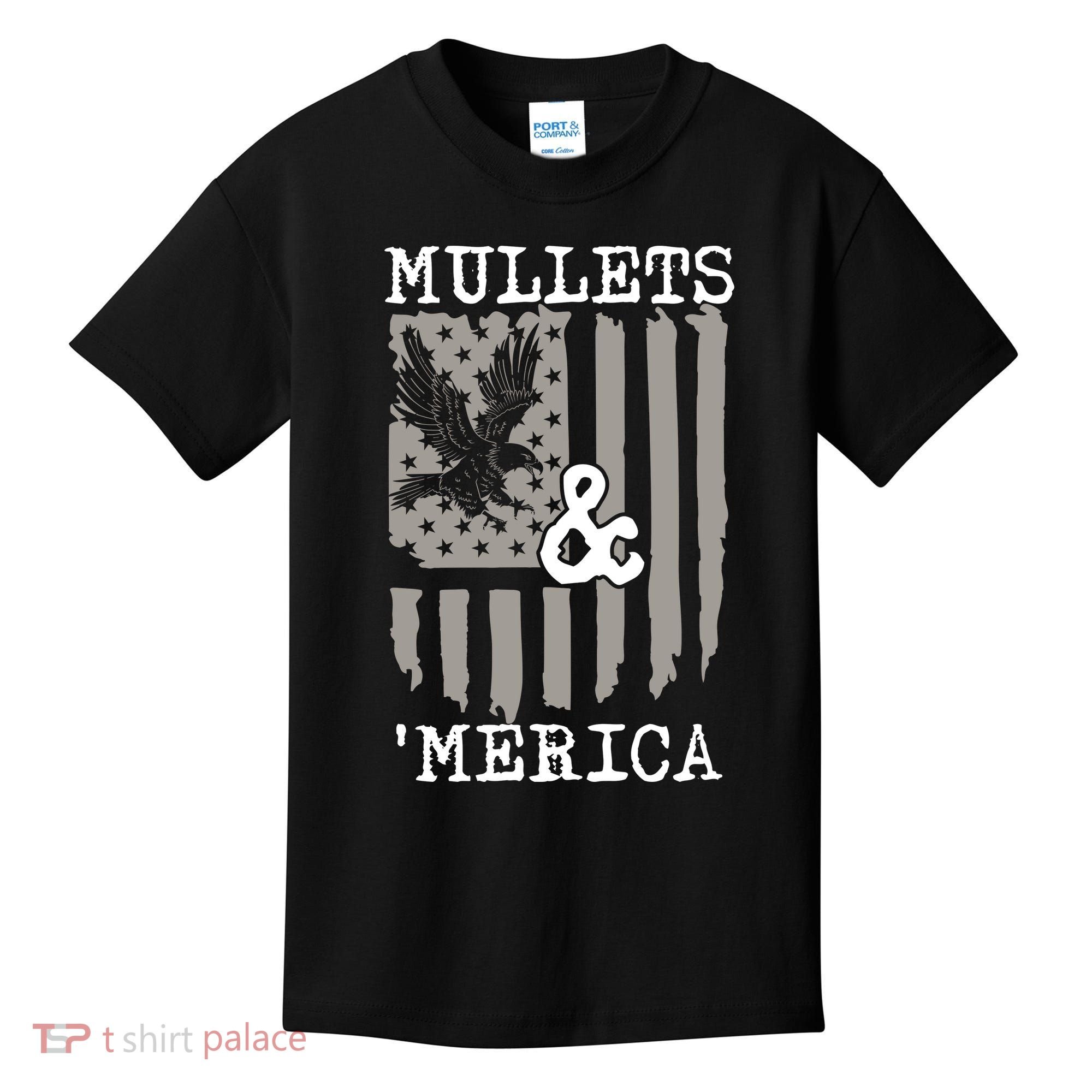 Mullet Eagle Flag Mullets And Merica | Party In The Back Kids T-Shirt
