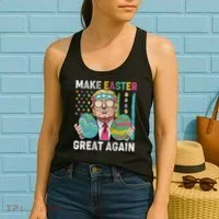 Make Easter Great Again Trump Bunny Spring Hunt Eggs Women's Tank Top thumb 2