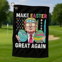 Make Easter Great Again Trump Bunny Spring Hunt Eggs Golf Towel thumb 1