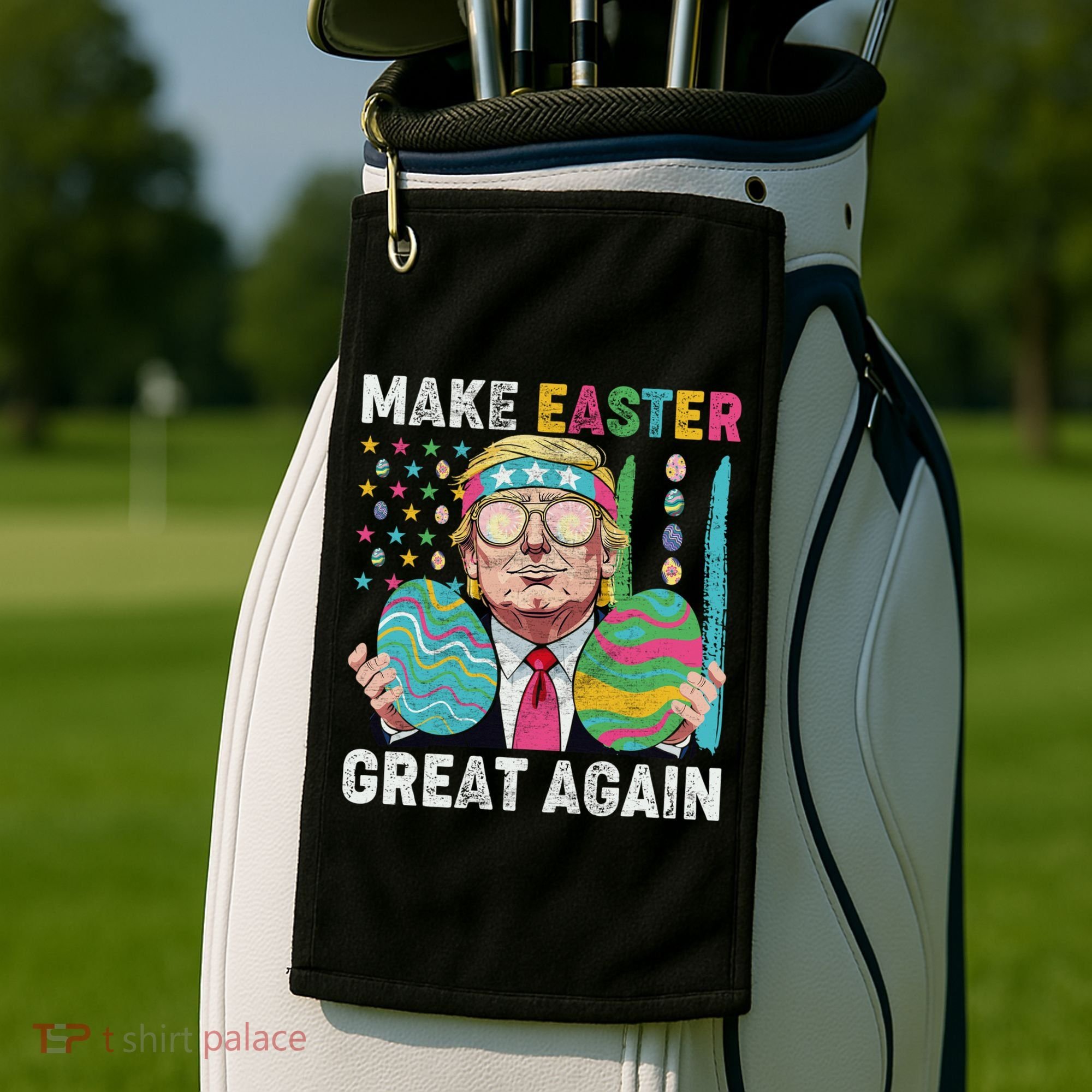 Make Easter Great Again Trump Bunny Spring Hunt Eggs Golf Towel