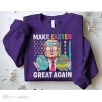 Make Easter Great Again Trump Bunny Spring Hunt Eggs Sweatshirt thumb 2