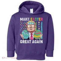 Make Easter Great Again Trump Bunny Spring Hunt Eggs Toddler Hoodie thumb 0