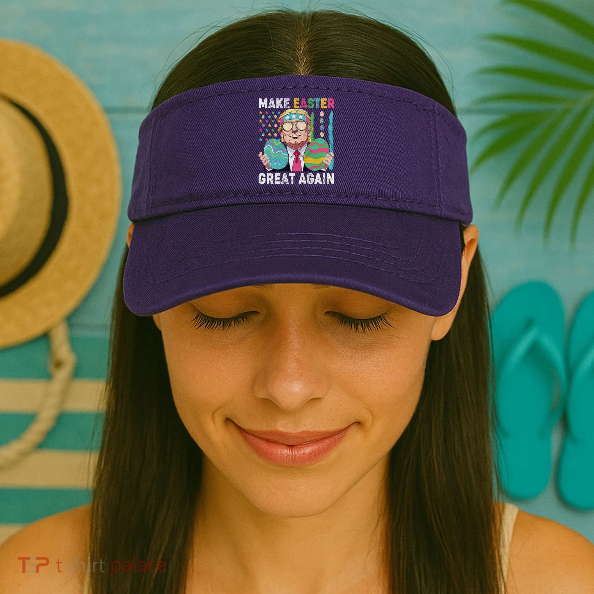 Make Easter Great Again Trump Bunny Spring Hunt Eggs Visor