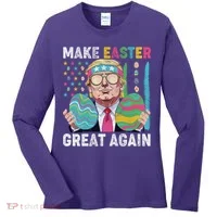 Make Easter Great Again Trump Bunny Spring Hunt Eggs Women's Long Sleeve Shirt thumb 0