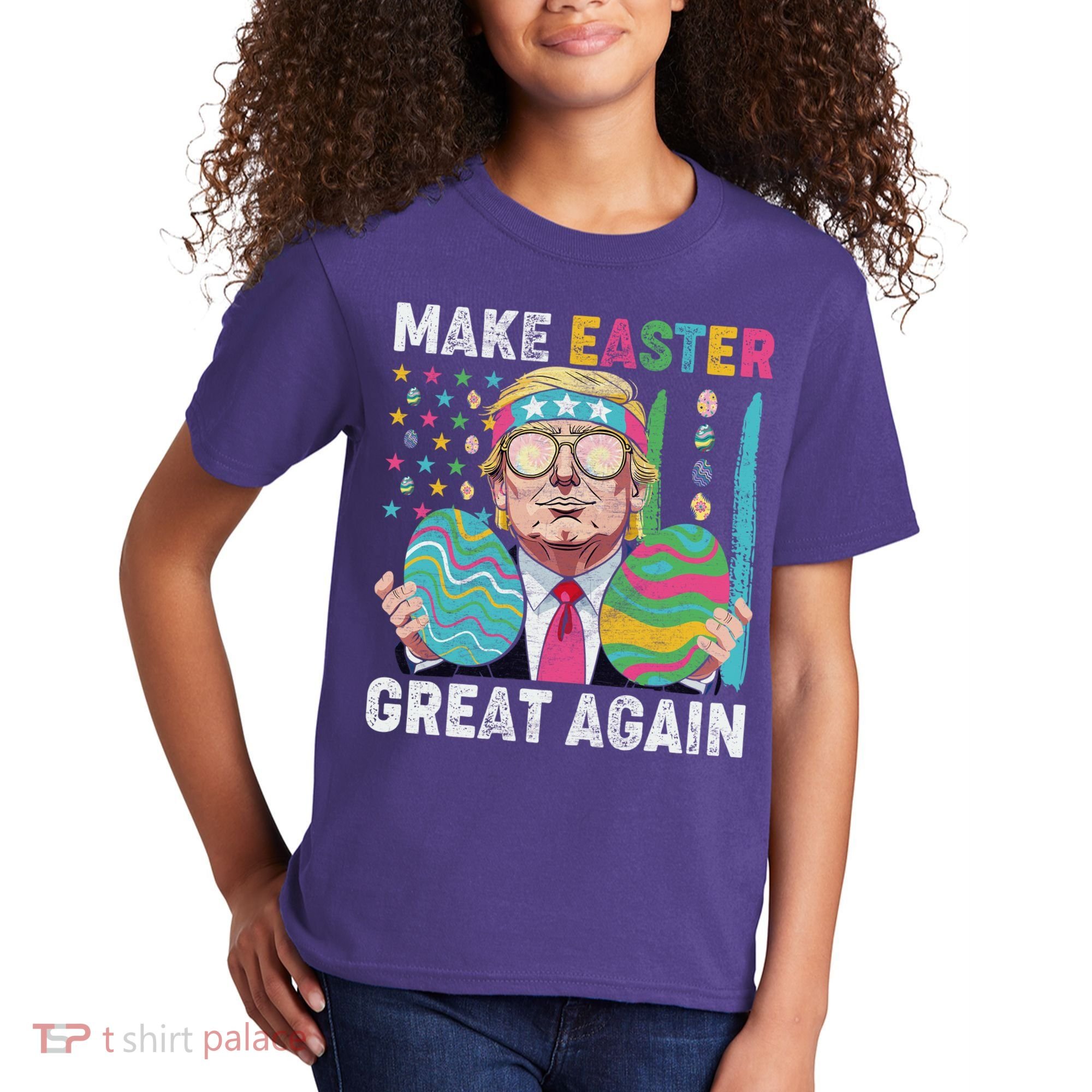 Make Easter Great Again Trump Bunny Spring Hunt Eggs Kids T-Shirt