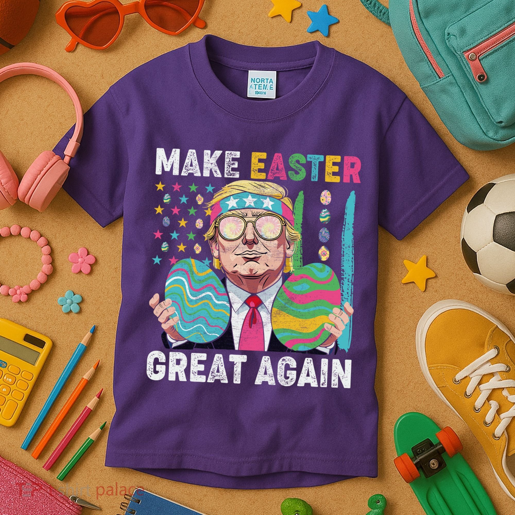 Make Easter Great Again Trump Bunny Spring Hunt Eggs Kids T-Shirt