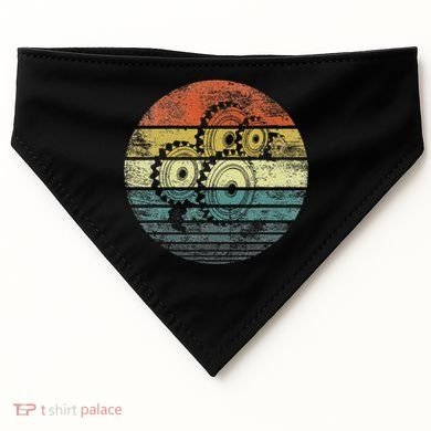Mechanical Engineer Gifts Funny Retro Cogs Engineering Gear USA-Made Doggie Bandana