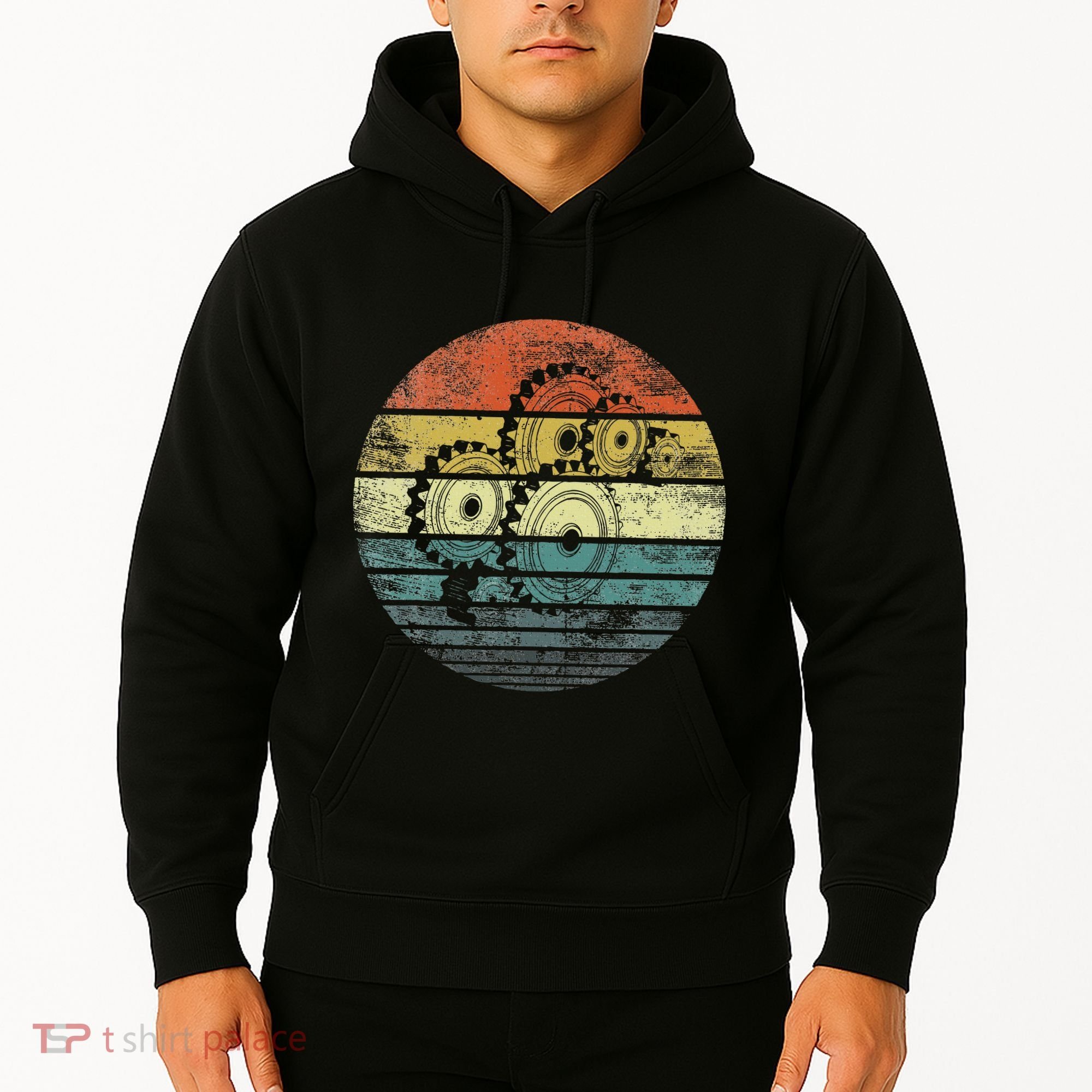 Mechanical Engineer Gifts Funny Retro Cogs Engineering Gear Hoodie