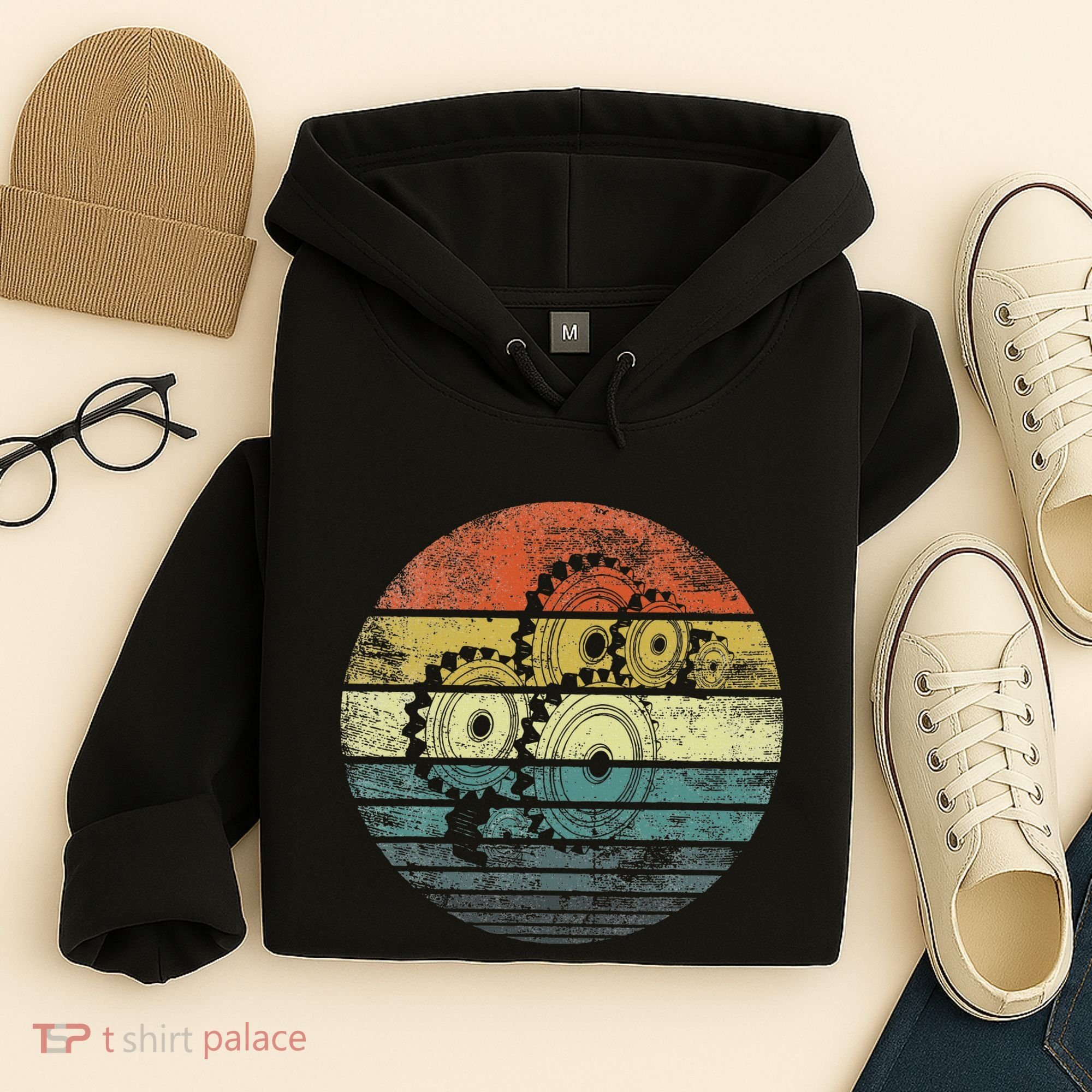 Mechanical Engineer Gifts Funny Retro Cogs Engineering Gear Hoodie