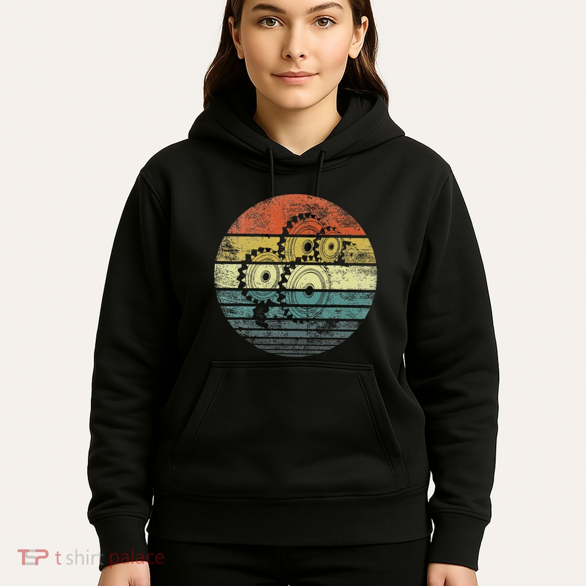 Mechanical Engineer Gifts Funny Retro Cogs Engineering Gear Hoodie