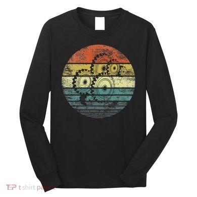 Mechanical Engineer Gifts Funny Retro Cogs Engineering Gear Long Sleeve Shirt