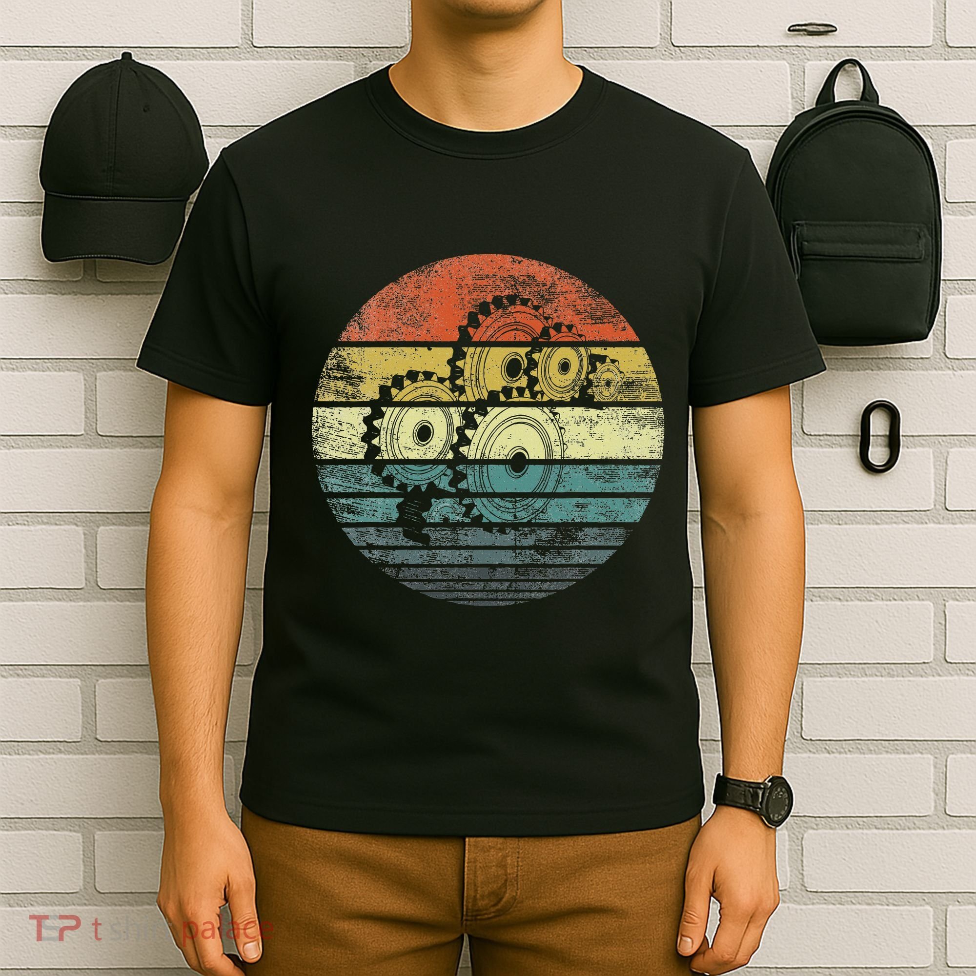 Mechanical Engineer Gifts Funny Retro Cogs Engineering Gear T-Shirt