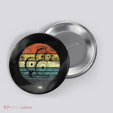 Mechanical Engineer Gifts Funny Retro Cogs Engineering Gear Button