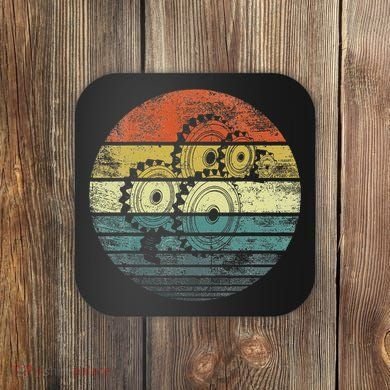 Mechanical Engineer Gifts Funny Retro Cogs Engineering Gear Coaster
