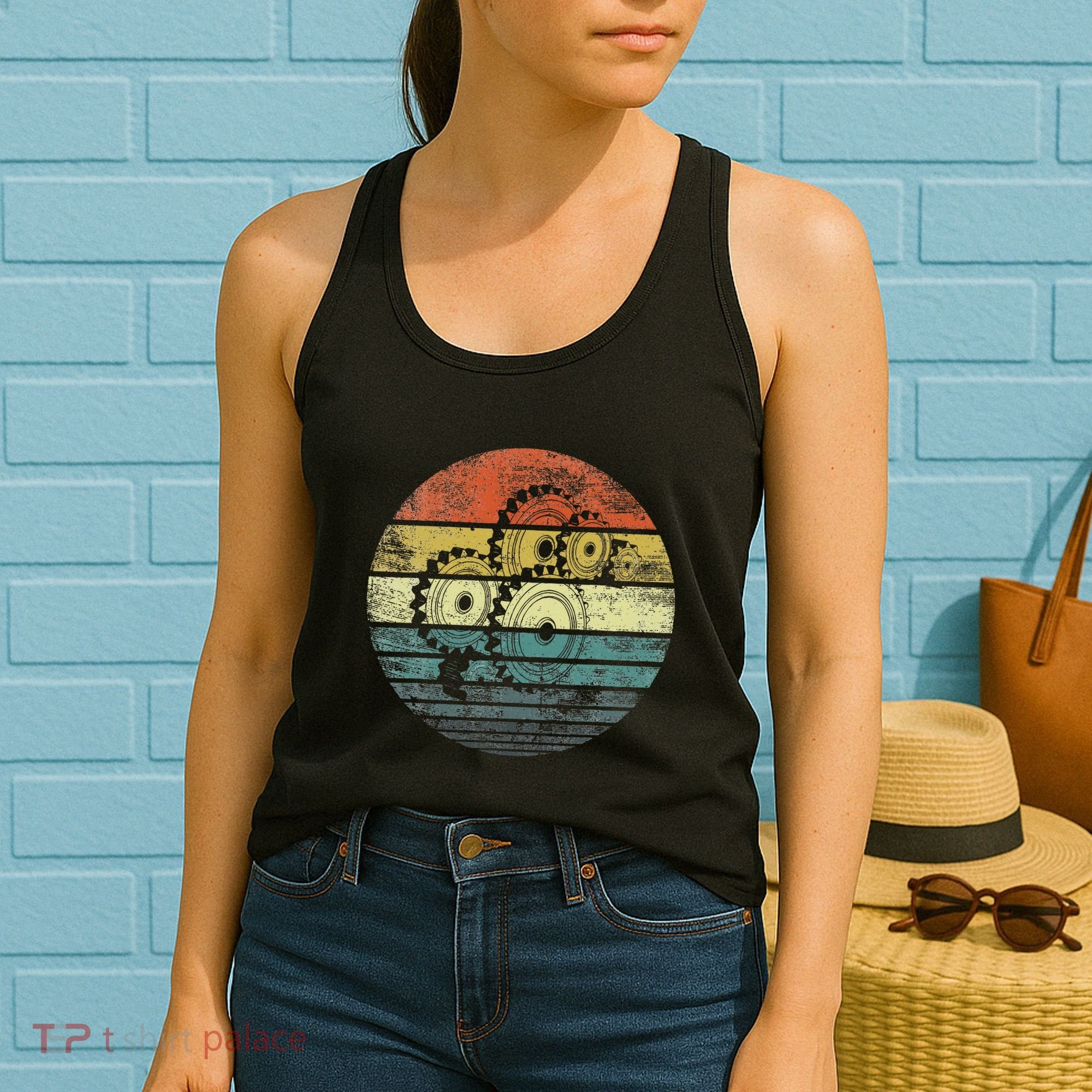 Mechanical Engineer Gifts Funny Retro Cogs Engineering Gear Women's Tank Top