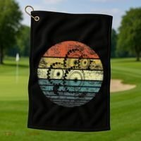 Mechanical Engineer Gifts Funny Retro Cogs Engineering Gear Golf Towel thumb 1