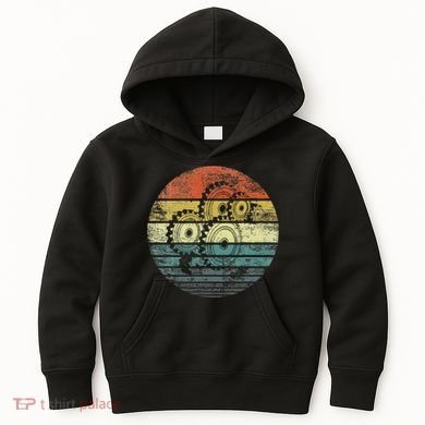 Mechanical Engineer Gifts Funny Retro Cogs Engineering Gear Kids Hoodie